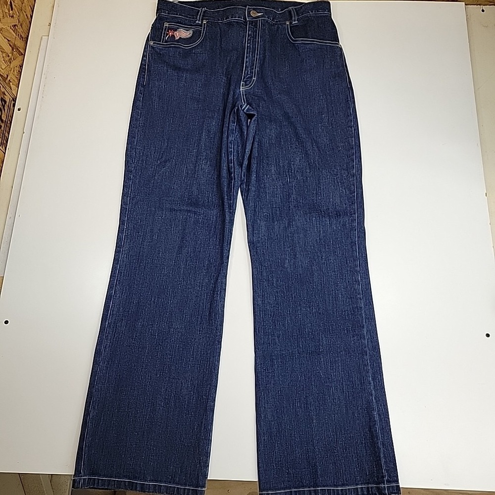 Sag Harbor Sport WIDE LEG Denim Jeans Women's Size 12 Blue‎ Straight Leg
